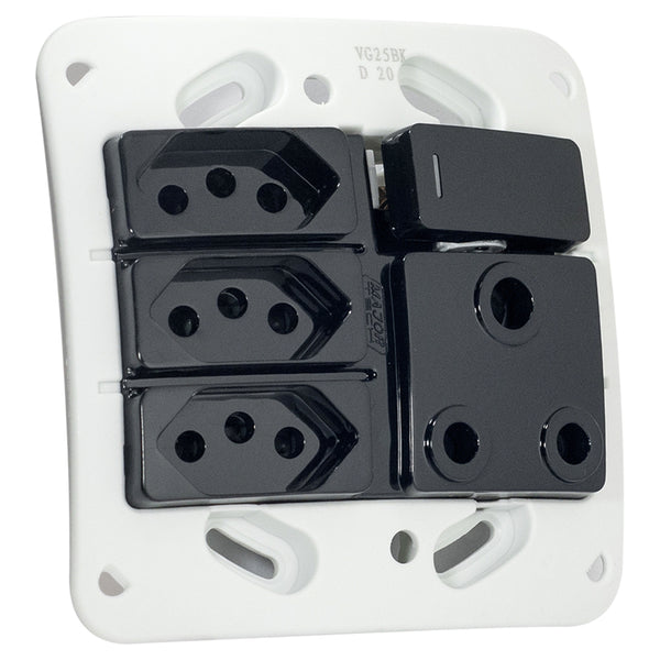 Major Tech Single RSA, Triple V-Slim Socket BK/No Cover (100mmx100mm) VG25BK