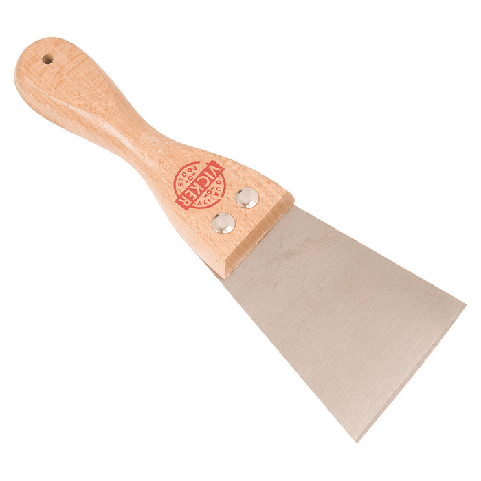 Vicker 75mm Scraper Knife - Stiff Steel Blade, Wooden Handle for Paint and Varnish Removal