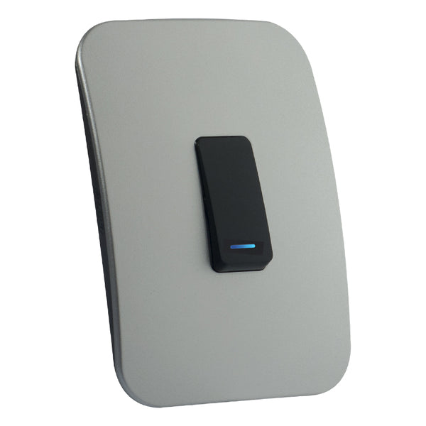 Major Tech One Lever One-Way Switch BK/SV With LED Locator (100mmx50mm) Vertical VL111C1VBSV