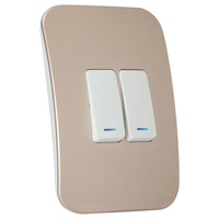 Major Tech Two Lever One-Way Switch WT/CN With LED Locator (100mmx50mm) Vertical VL111C2VWCN