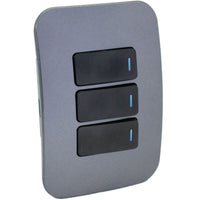 Major Tech Three Lever One-Way Switch BK/GM With LED Locator (100mmx50mm) VL111C3HBGM