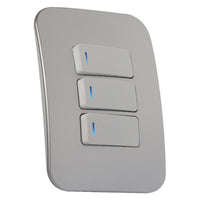 Major Tech Three Lever One-Way Switch WT/SV With LED Locator (100mmx50mm) VL111C3HWSV