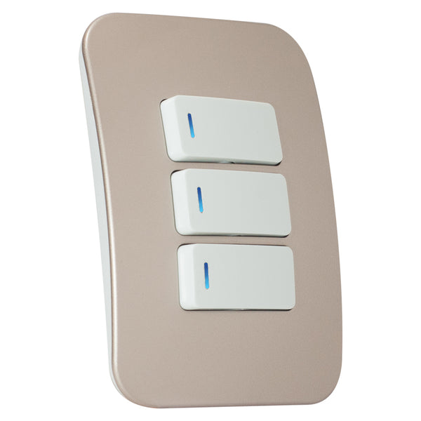 Major Tech Three Lever One-Way Switch WT/CN With LED Locator (100mmx50mm) VL111C3HWCN