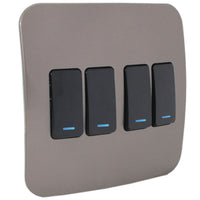 Major Tech Four Lever One-Way Switch  BK/BZ With LED Locator (100mmx100mm) VL111C4VBBZ