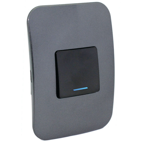 Major Tech One Lever One-Way Switch (2 Mod) BK/GM With LED Locator (100mmx50mm) Vertical VL112C1VBGM