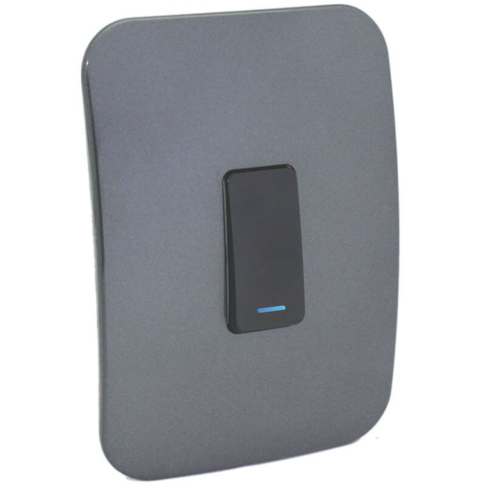 Major Tech One Lever Two-Way Switch  BK/GM With LED Locator (100mmx50mm) Vertical VL121C1VBGM