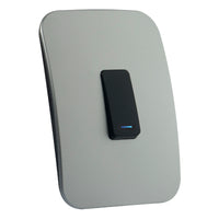 Major Tech One Lever Two-Way Switch  BK/SV With LED Locator (100mmx50mm) Vertical VL121C1VBSV