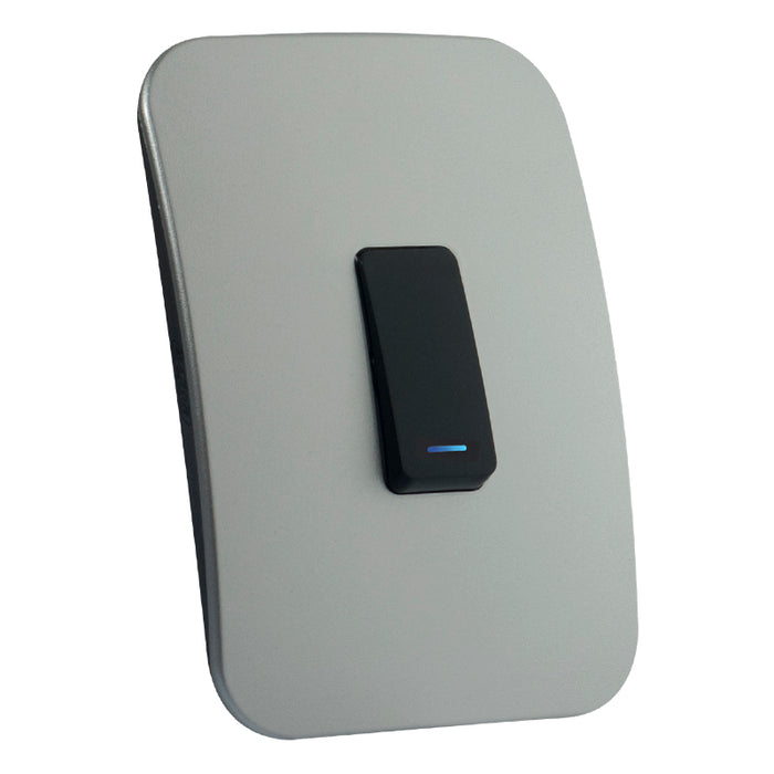 Major Tech One Lever Two-Way Switch  BK/SV With LED Locator (100mmx50mm) Vertical VL121C1VBSV