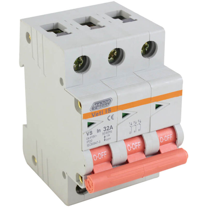 Major Tech 32A Triple Pole Isolator Switch VS3P32