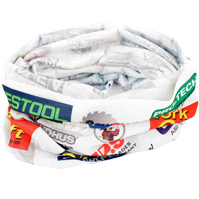 Multi-Brand Multifunctional Headwear: Buff Style, Neck Gaiter Featuring Festool, Pro-Tech & Other Tool Brands