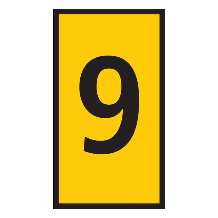 Yellow Marker Tag with Number 9 - Wire Identifier Cable Marking