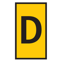 Yellow Cable Marker with Letter D | Electrical Wire Identifier | Conduit Tag | Black Letter on Yellow Background