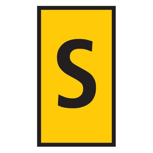 Yellow Cable Marker 'S' - 0.15-0.75mm Wire Identification Tag, Electrical Component