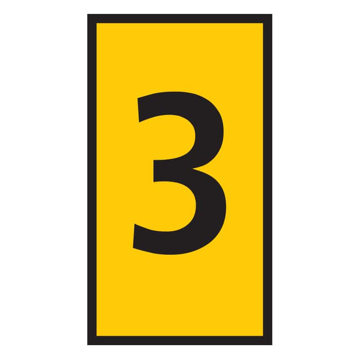WIC 1 Marker, Yellow, Number 3 - Cable and Wire Identification