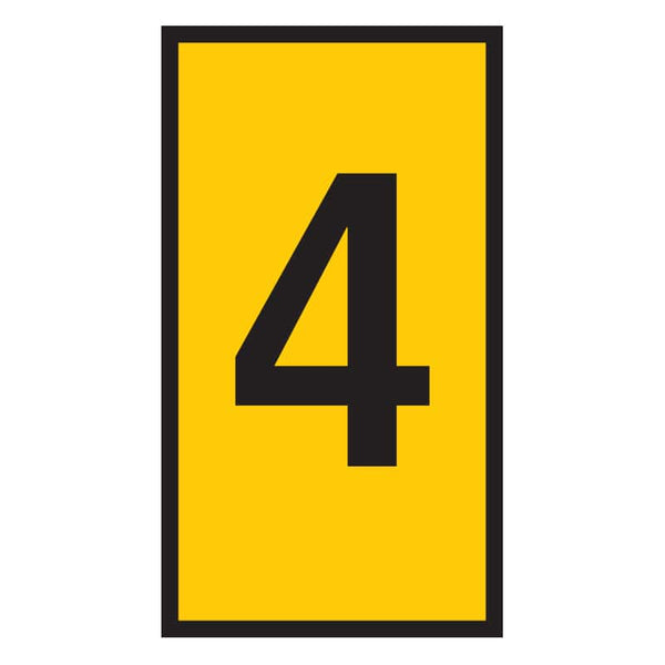 Yellow Marker with Number 4 - WIC 1 Series 0.5-1.5mm - Identification Marker