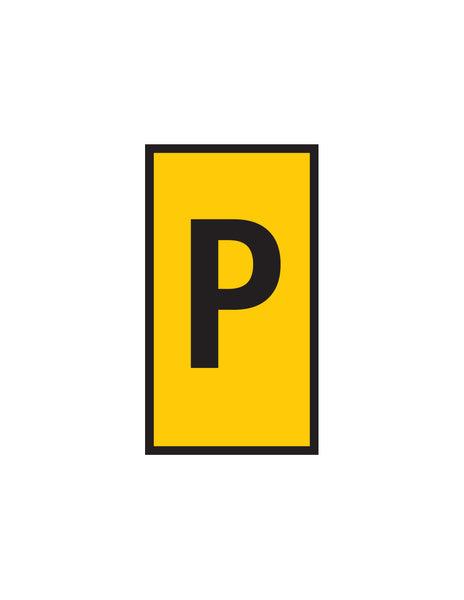 Yellow Parking Marker Sign - WIC 1 0.5-1.5mm Letter P - Safety Signage
