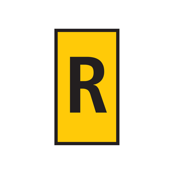 Yellow Marker Marked with R - WIC 1 0.5-1.5mm. Cable Wire Identification.