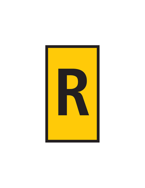 Yellow Marker Marked with R - WIC 1 0.5-1.5mm. Cable Wire Identification.