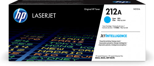 HP 212A Cyan Original LaserJet Toner Cartridge - LaserJet M554, M555, MFP M578 - W2121A