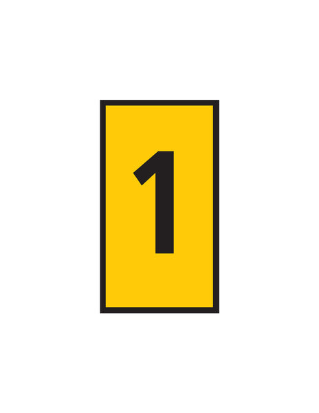 Yellow Marker WIC 2 Number 1: 1.5-2.5mm Yellow Marker with Black Border & the Number 1 in black. Chavda.com