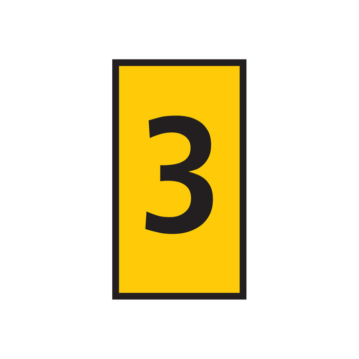 Yellow Marker WIC 2 1.5-2.5mm Marked with Number 3. Cable & Wire Marking. Yellow Marker with 3 Symbol.