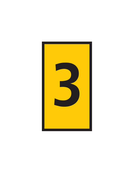 Yellow Marker WIC 2 1.5-2.5mm Marked with Number 3. Cable & Wire Marking. Yellow Marker with 3 Symbol.