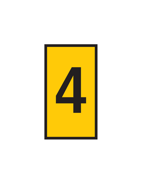Yellow Marker with Black Number 4 - Waterproof Identifier, chavda.com