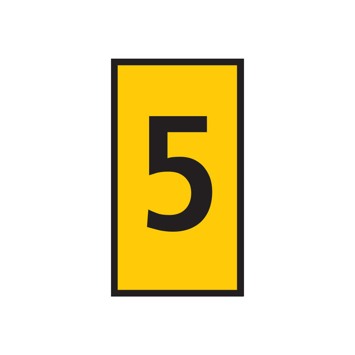Yellow Marker with Number 5 Marking, WIC 2 Series, 1.5-2.5mm Size. Industrial Marker for Marking and Identification.