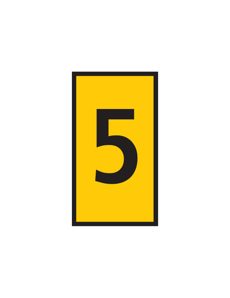 Yellow Marker with Number 5 Marking, WIC 2 Series, 1.5-2.5mm Size. Industrial Marker for Marking and Identification.