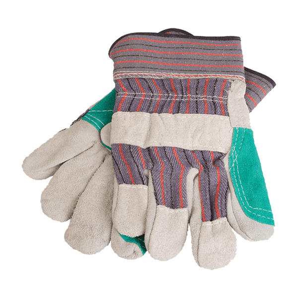 Work Gloves - Leather Palm Reinforced, Cotton Back - CHROME/L Size | Heavy Duty Hand Protection