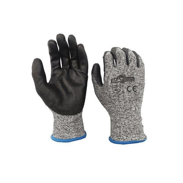 Cut Resistant Glove, Safety Work Glove, HPPE Liner, PU Coated Palm, WAN0136