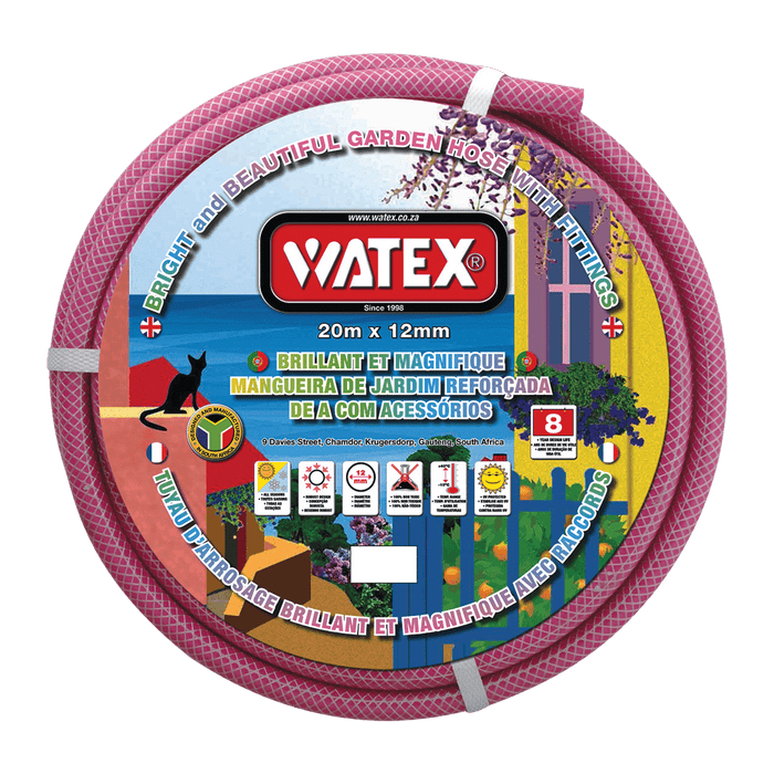 WAT12020F-P - HOSEPIPE WATEX PINK(1/2) 12MMX20M W/FIT