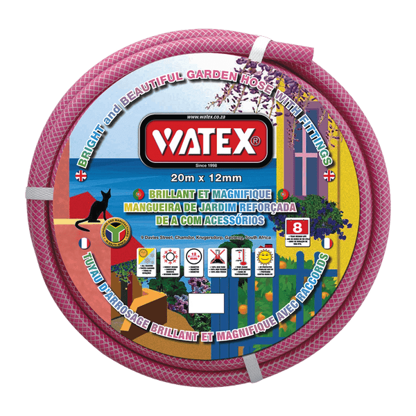 WAT12020F-P - HOSEPIPE WATEX PINK(1/2) 12MMX20M W/FIT