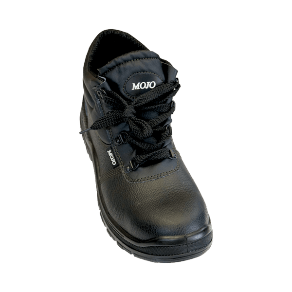 MOJO Safety Boots: Black Leather Steel Toe Cap - chavda.com