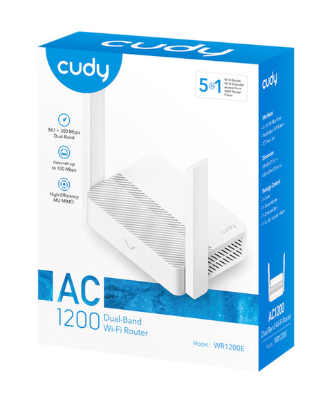 Cudy AC1200 Dual-Band Wireless Wi-Fi Router – White-WR1200E