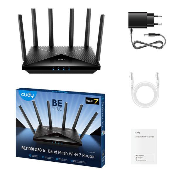 Cudy BE6500 Wi-Fi 7 Dual-Band Router with 2.5Gb WAN-Black-WR6500H