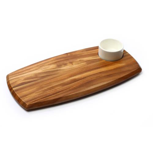INFINITI Wooden Serving Board With Dip Bowl (70Ml Bowl) - 180Mm X 362Mm X 20Mm - Kiaat - WSB1180