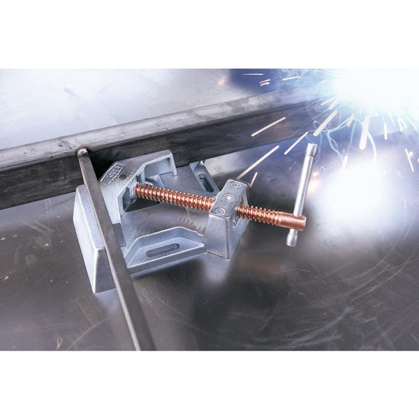 BESSEY Welding Angle Clamp WSM: Precise Metalwork Tool for 90 Degree Angles - Secure, Copper Spindle - Welding Sparks Visible