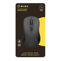 WINX CLICK Easy Black Wireless Mouse: Silent Click, Portable USB/Type-C Design