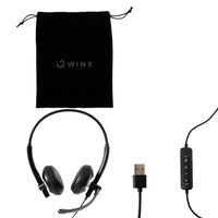 WINX CALL Pro AI Noise Cancelling Headset - Black USB Microphone for Clear Communication on Windows, Mac, Linux