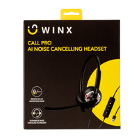 WINX CALL Pro AI Noise Cancelling Headset - Black USB Microphone for Clear Communication on Windows, Mac, Linux