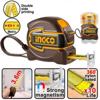 INGCO Tape Measure Magnetic 8M - Durable Rubber Coated Metric Measuring Tool HSMT80832M