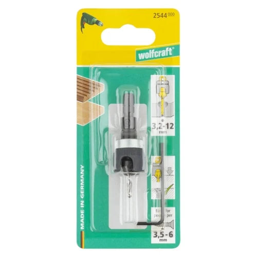 Wolfcraft Screw Starter with Countersink & Depth Stop (3.2-12mm) - Woodworking Tool