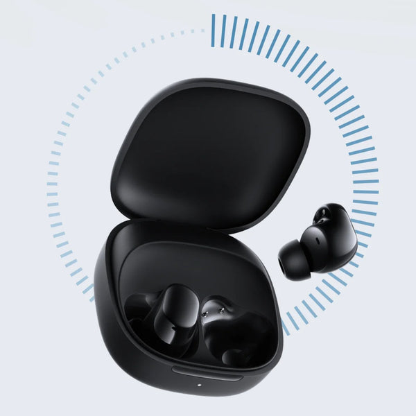 Redmi Buds 6 Play: Black Wireless Earbuds with Open Charging Case