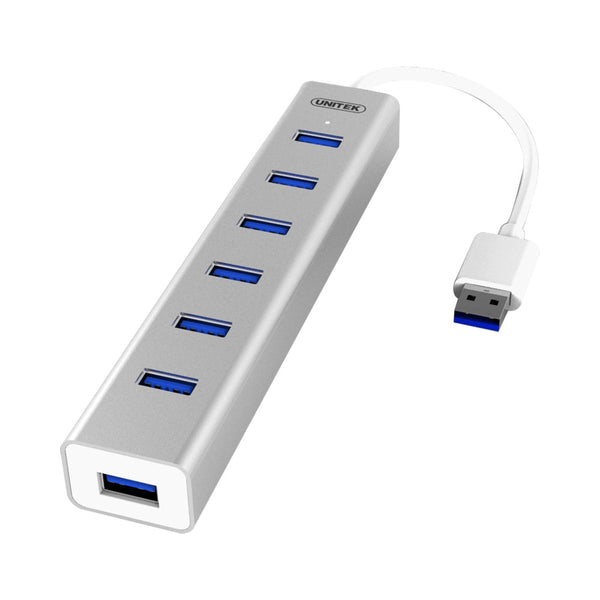 UNITEK USB3.0 7-P  HUB, 5V 2A CHARGER(Y-3090) - HUB-USB3-7P-ALUM-U