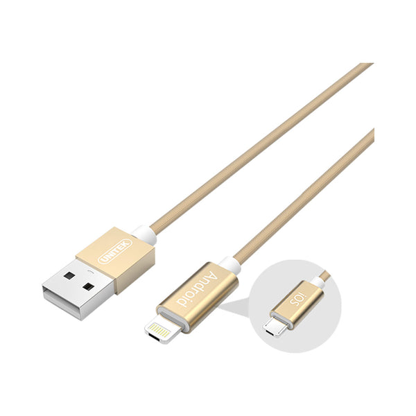 UNITEK 1.5M,2-1 MICRO & LIGHTNING GOLD (Y-C4023GD) - CAB-MICUSB-LIGHT-UGD