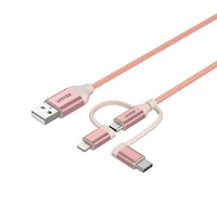 UNITEK Y-C4036ARG 1M 3-IN-1 USB2.0 TYPE-C M TO MICRO MULTI CHARGING CABLE WITH LIGHTNING ADAPTER (ROSE GOLD) - CAB-USB-3IN1-M