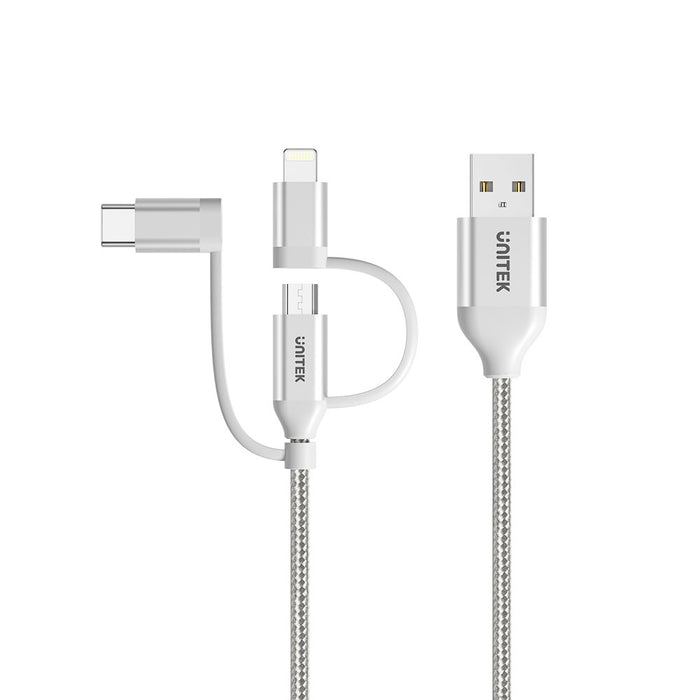 UNITEK 1M 3 IN 1 USB2.0 CABLE MFI (Y-C4036ASL)* - CAB-USB-3IN1-U