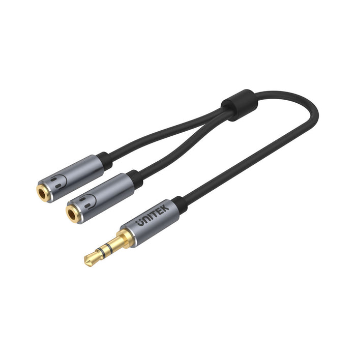 UNITEK 0.2M 3.5MM AUX CABLE M TO 2X F (Y-C956ABK) - CAB-3.5MM-M-F-0.2M-U