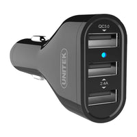 UNITEK 3-PORT USB QC2.0 CAR CHARGER (Y-P527) - ADA-CAR-3USB-CHARGER